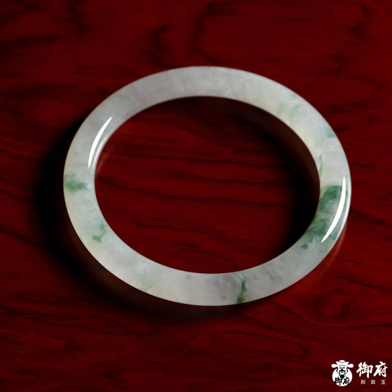 缅甸翡翠A货冰种飘花细圆条手镯 27.2克 内径54mm