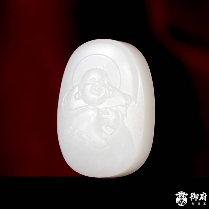 新疆和田玉原毛孔皮白玉籽玉挂件 福在眼前 25.1克