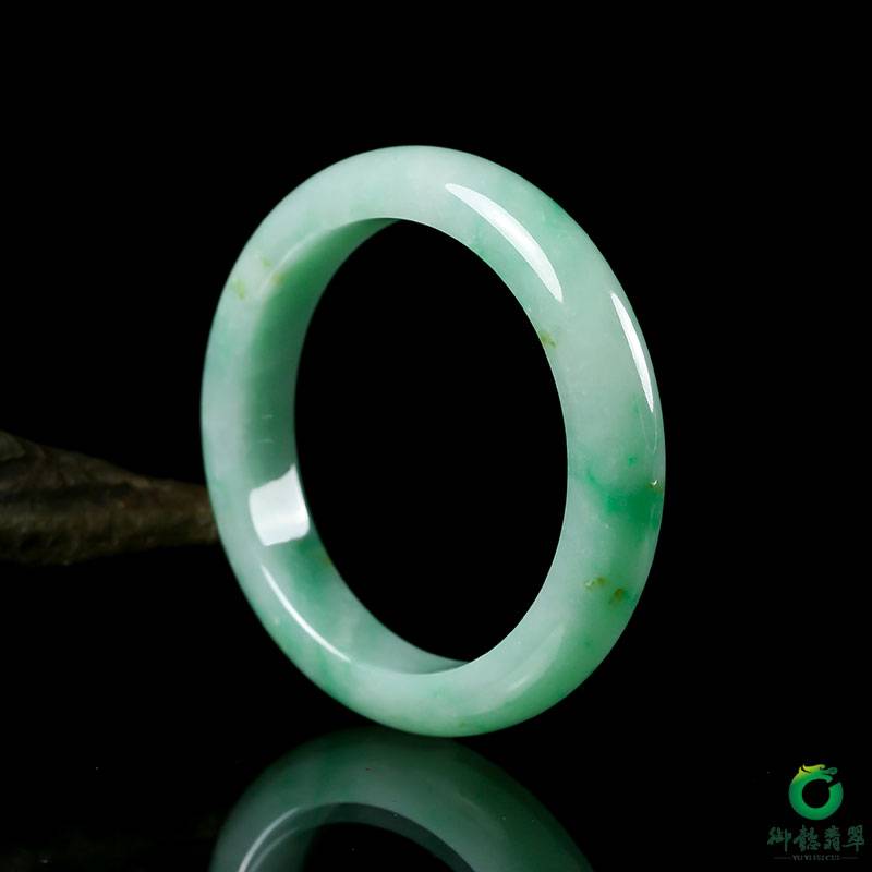 缅甸天然A货细糯种翡翠手镯 内径54mm 55.5克